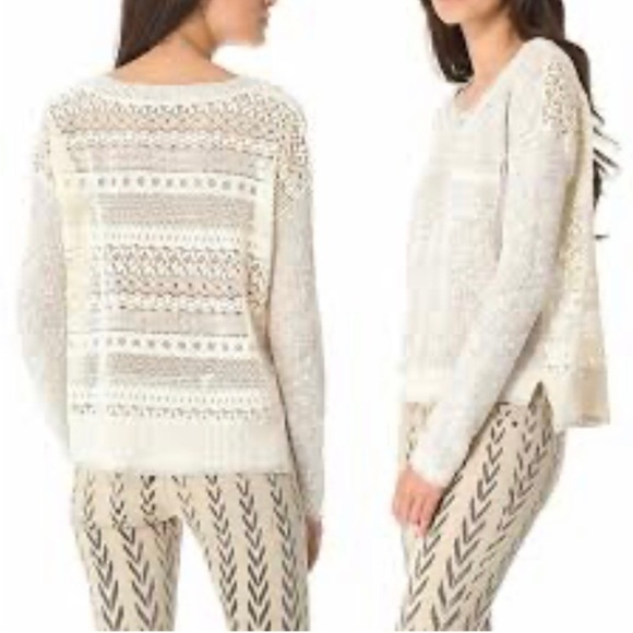 Free People / Sweet Jane cream lace back pull over / Size XS - Picture 2 of 9